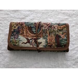 Vintage Horse Hunt Tapestry Equestrian Cosmetic Toiletry Travel Bag Deer Roll Up